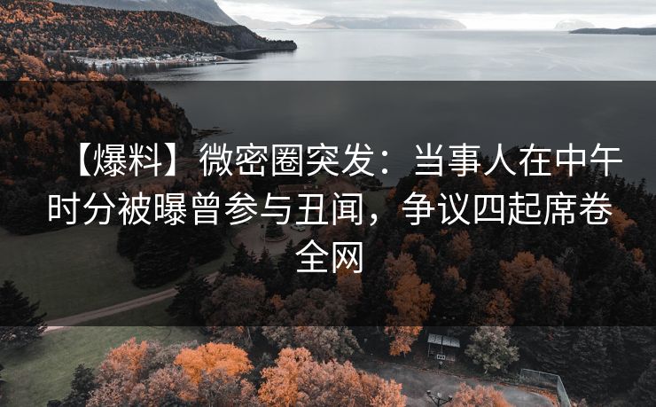 【爆料】微密圈突发：当事人在中午时分被曝曾参与丑闻，争议四起席卷全网