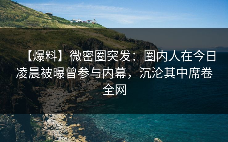 【爆料】微密圈突发：圈内人在今日凌晨被曝曾参与内幕，沉沦其中席卷全网