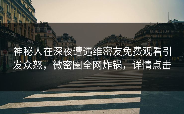 神秘人在深夜遭遇维密友免费观看引发众怒，微密圈全网炸锅，详情点击