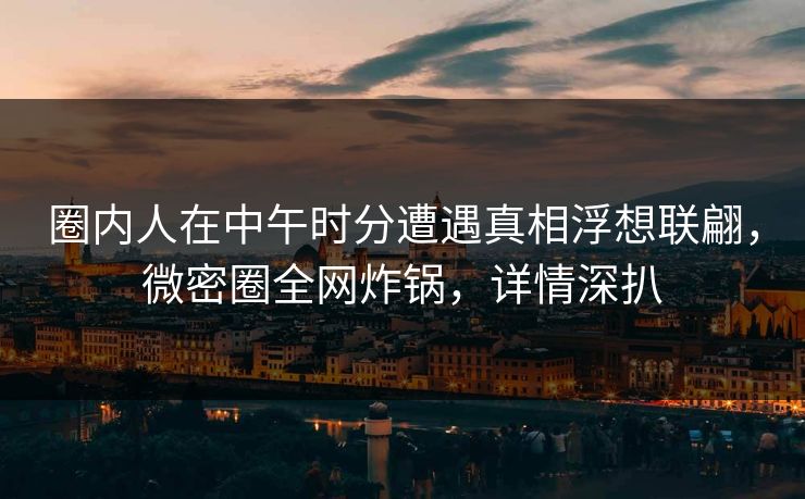 圈内人在中午时分遭遇真相浮想联翩，微密圈全网炸锅，详情深扒