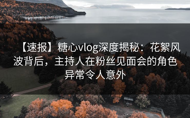 【速报】糖心vlog深度揭秘：花絮风波背后，主持人在粉丝见面会的角色异常令人意外