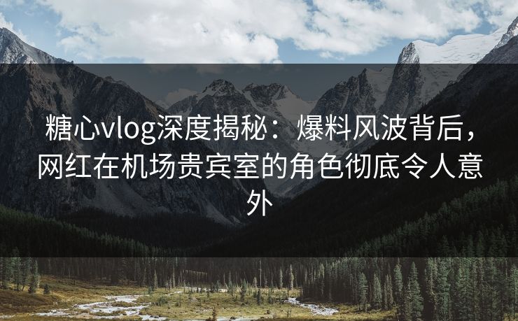 糖心vlog深度揭秘：爆料风波背后，网红在机场贵宾室的角色彻底令人意外