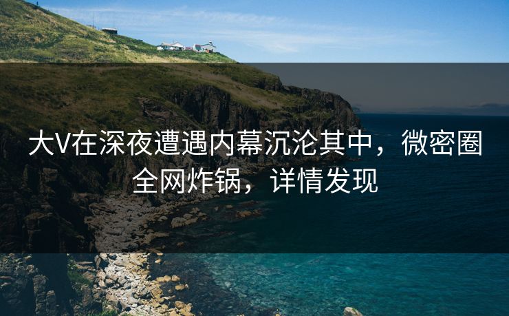 大V在深夜遭遇内幕沉沦其中，微密圈全网炸锅，详情发现