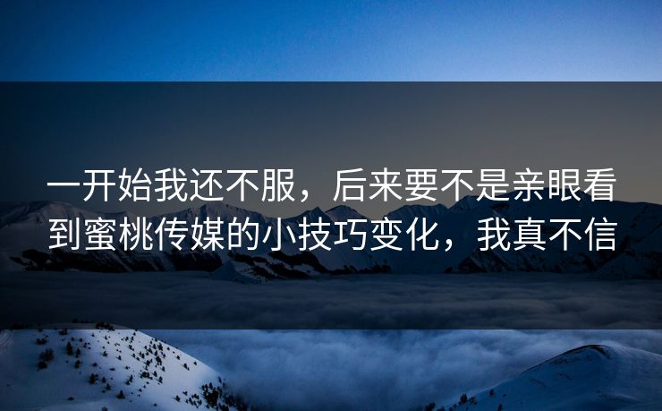 一开始我还不服，后来要不是亲眼看到蜜桃传媒的小技巧变化，我真不信